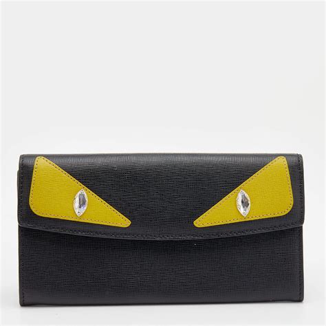 fendi black leather hat with eyes|fendi black wallet.